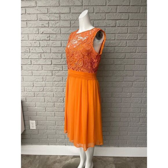 Eva Mendes Sleeveless Orange Lace Dress Size 8 - Picture 2 of 10